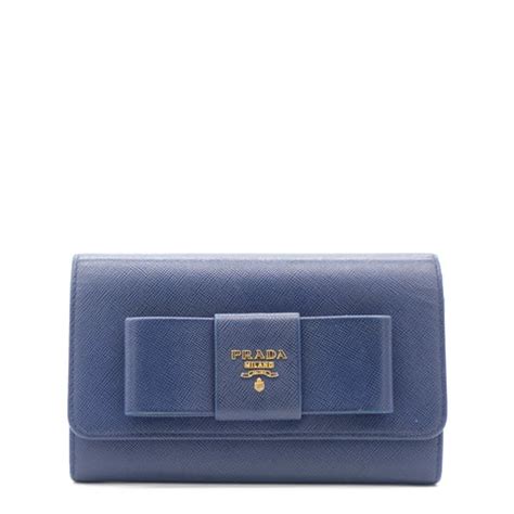 176 prada|176: Prada Blue Saffiano Bow Wallet .